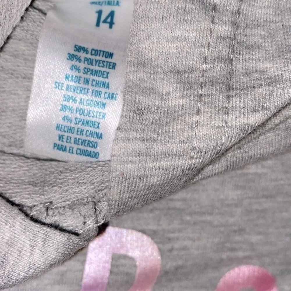 Justice grey sweatshirt hooded size 14